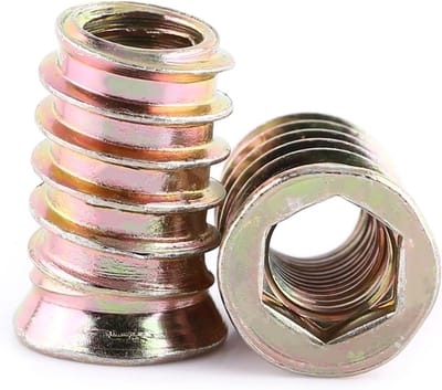 20 Stuks Hex Socket Inzetmoeren van Koolstofstaal, Geschikt voor Houten Meubels, M10*25mm, Duurzaam en Roestvrij