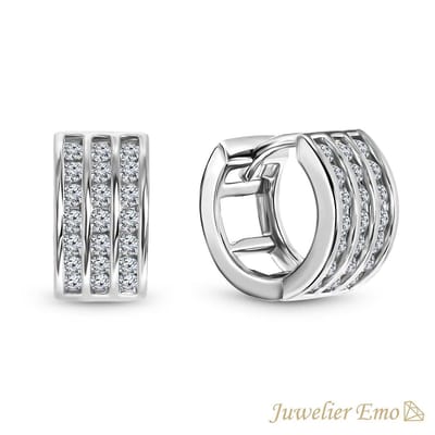 oorringen Zilver Fantasie ROND met Zirkonia stenen – Diameter 13 MM