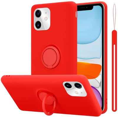 Cadorabo Hoesje geschikt voor Apple iPhone 11 in LIQUID ROOD - Beschermhoes van flexibel TPU silicone Case Cover met ring
