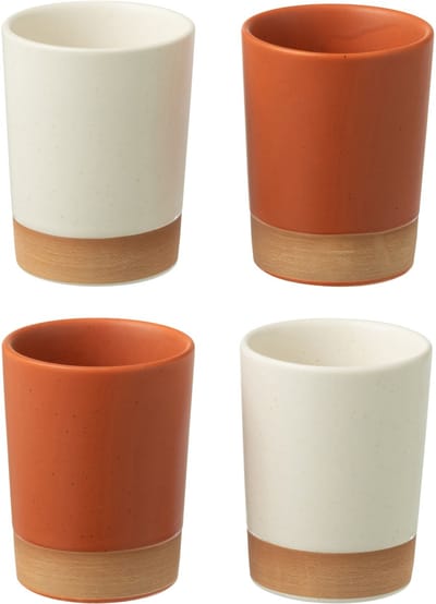 J-Line mok - keramiek - oranje/wit - doos van 4