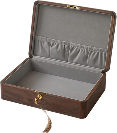 Opbergdoos Met Slot - Decoratieve Kast - Sieraden Opbergen - Massief Hout - 29 x 20.5 x 8.5 Cm - Bruin