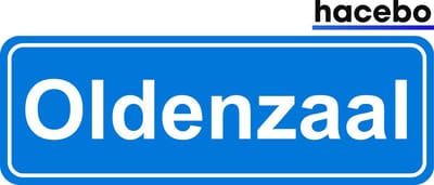 Hacebo - Plaatsnaam Sticker - 29x10 CM - Oldenzaal sticker - Verkeersborden sticker - grappige cadeaus - Oldenzaal
