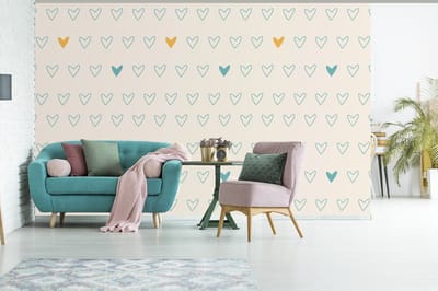 Behang - Fotobehang Minimalisme - Patroon - Baby - Hart - Breedte 375 cm x hoogte 240 cm
