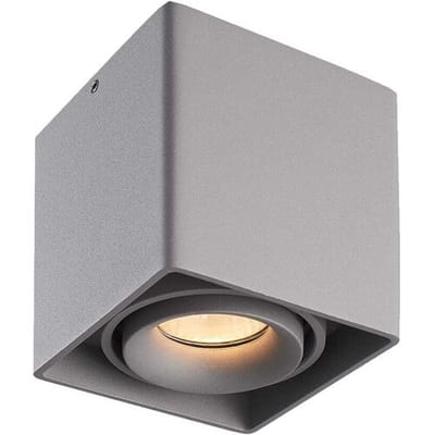 Vierkante LED Opbouwspot Esto - Kantelbaar - Dimbaar - 2700K warm wit - 4 Watt 345 lumen - GU10 - Plafondspot - Voor binnen - Vervangbare afdekring - Grijs