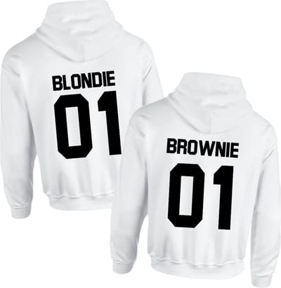 Hoodie set vriendinnen-Set hoodies vriendschap-Brownie en Blondie-Maat S