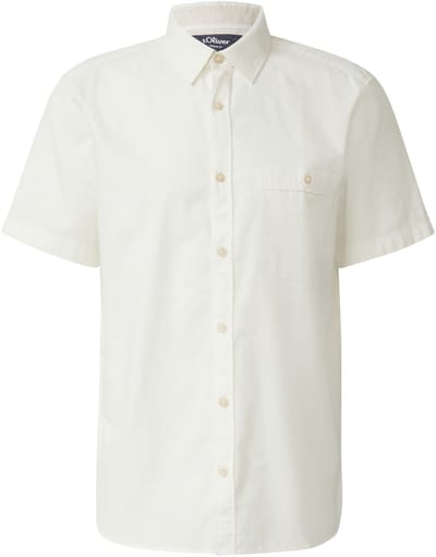 s.Oliver - male - Regular fit: fijn gestructureerd shirt met korte mouwen