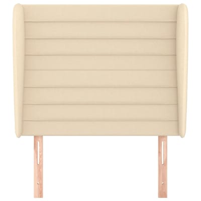 vidaXL - Hoofdbord - met - randen - 83x23x118/128 - cm - stof - crèmekleurig