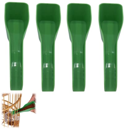 4 stuks-Voederbakje voor vogels - voerlepel - voerschepje - vogelbenodigdheden - geschikt voor kleine vogels - mussen - mezen - kleine dieren - groen - 11,5*3,2*3 cm