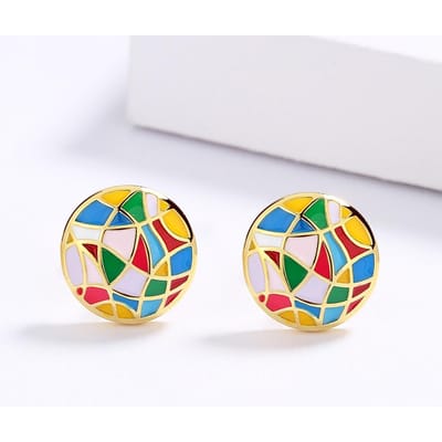 Hoge Kwaliteit Exquise Epoxy Irregulair Patroon Hoop Handgemaakte Emaille Oorbellen Sieraden Verjaardagsfeest Bruidsgeschenk beige