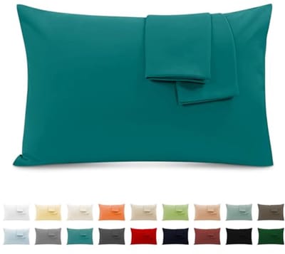 Kussenslopen voor Tweepersoonsbed 50x70 cm - Set van 2 Gecertificeerd Oeko-TEX Premium Katoen, Zacht en Ademend, Hypoallergeen - Turkoois