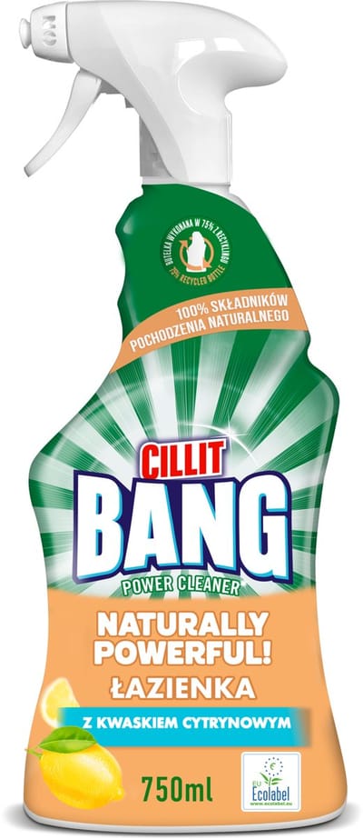 Cillit Bang - Power Cleaner - Naturally Powerful! - Met citroenzuur - Badkamer - Krachtige Spray - Tegen Kalk & Vuil - 750ml
