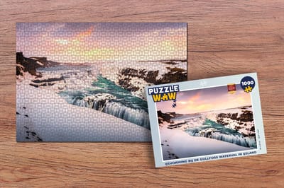 Puzzel Ijsvorming bij de Gullfoss waterval in IJsland - Legpuzzel - Puzzel 1000 stukjes volwassenen