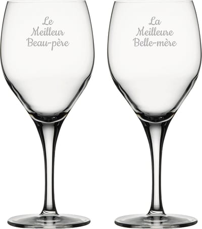 Rode wijnglas gegraveerd - 42,5cl - Le Meilleur Beau-père & La Meilleure Belle-mère