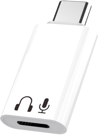 Compatibel met Lightning naar Type-C-adapter: aluminium, compact, HiFi-geluidskwaliteit, wit.