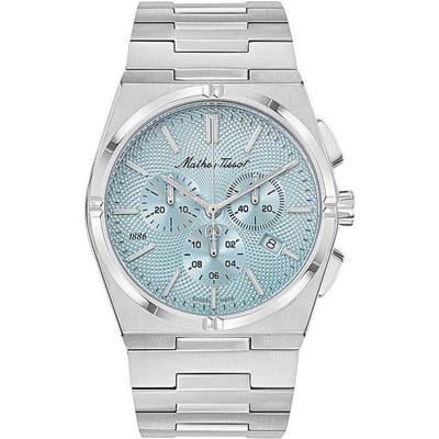 Mathey-Tissot Zeus Chrono Roestvrij Staal Blauwe Wijzerplaat Kwarts H118CHSK Herenhorloge blauw