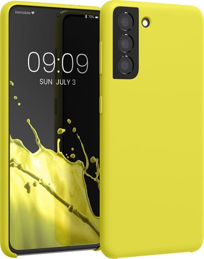 kwmobile telefoonhoesje geschikt voor Samsung Galaxy S21 - Hoesje met siliconen coating - Smartphone case in citroengeel