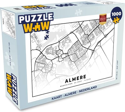 Puzzel Kaart - Almere - Nederland - Legpuzzel - Puzzel 1000 stukjes volwassenen