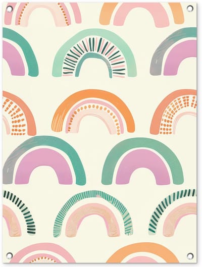 Tuinposter 60x80 cm - Tuindecoratie Regenboog - Pastel - Patroon - Poster voor in de tuin - Buiten decoratie - Schutting tuinschilderij - Tuindoek muurdecoratie - Wanddecoratie balkondoek