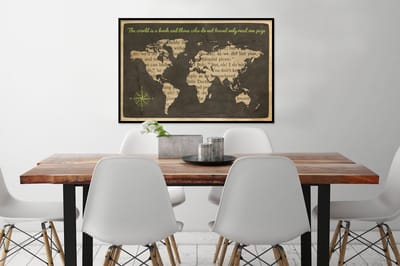 Poster in lijst - Fotolijst 120x80 cm - Posters - Wereldkaart - Quote - Boek - Posterlijst zwart - Decoratie - Wanddecoratie woonkamer - Muurdecoratie slaapkamer