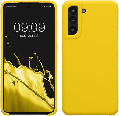 kwmobile telefoonhoesje geschikt voor Samsung Galaxy S21 FE - Hoesje met siliconen coating - Smartphone case in stralend geel