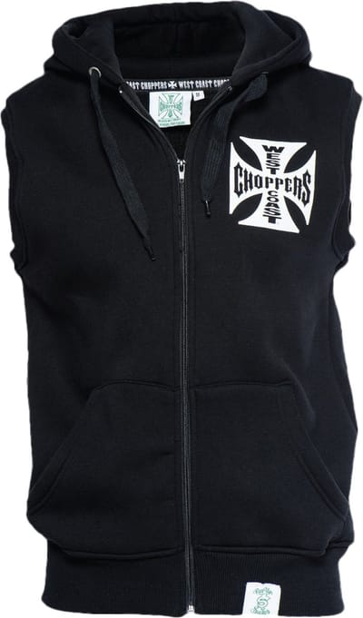 WCC West Coast Choppers Hoodie zonder mouwen Iron Cross Black