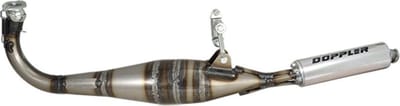 doppler uitlaatdemper voor peugeot bromfiets 50 103 spx er1 / 302-d chroom demper nieuw