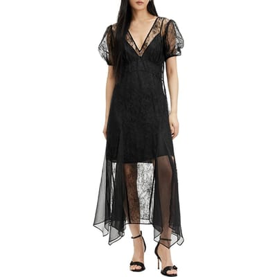 AllSaints Rayna Lace Dress Black Maat: 6 | Maxi Jurken Outlet | Dames | Zwart