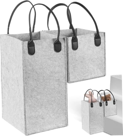 Opvouwbare Trappenmand - Vilt Opberger - Trap Ruimte Benutten - Afneembare Handgrepen - 40 x 40 x 25 cm - Lichtgrijs