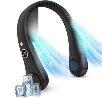 Nekventilator met display - Nekventilator - Nekventilator met koelfunctie - Draagbare nekventilator - Gezichtsventilator - Nekairconditioner - Oplaadbare USB-nekventilator - Zwart