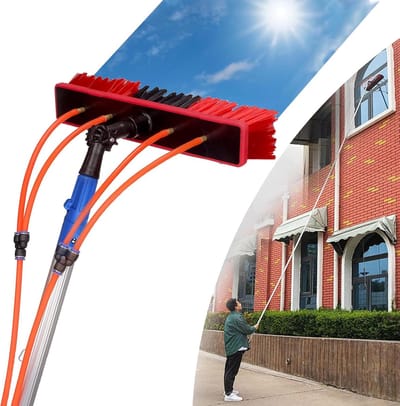Raamreinigingsstang - Hoge Oppervlakte Borstel - Zonnepanelen Schoonmaken - Watergevoed Systeem - 3 tot 12 Meter