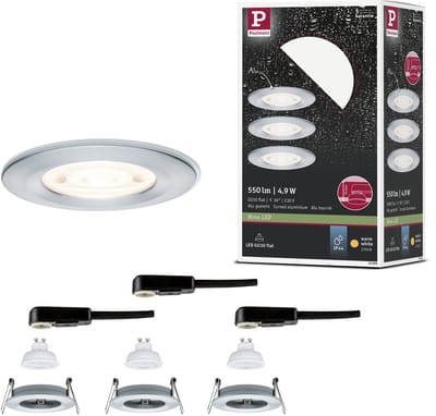 LED-inbouwlamp Nova GU10 Flat stijf IP44 3x4,9W 3x550lm 230V 2700K Alu gedraaid