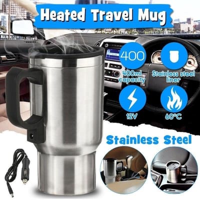 IBBO® - Auto Waterkoker - 400 ml - 12V - Elektrische Thermosfles Roestvrij Staal - 65 Graden Celsius - Elektrische Waterkokers - Voor Op Reis - Voor Koffie - Thee - Met sigarettenplug