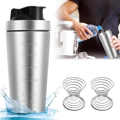 Unyqoos® Roestvrijstalen shaker met spiraalbol voor eiwitshakes en meer, 750 ml