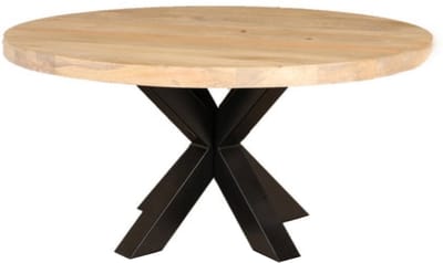 Salontafel rond lichtbruin mangohout 90cm Jesse side table industrieel bijzettafel mango hout duurzaam