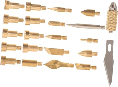 Brander Tips - Houtbrand Accessoires - Houtbewerking Decoratie - 22 Delige Set - 4 cm Lengte - Metaal