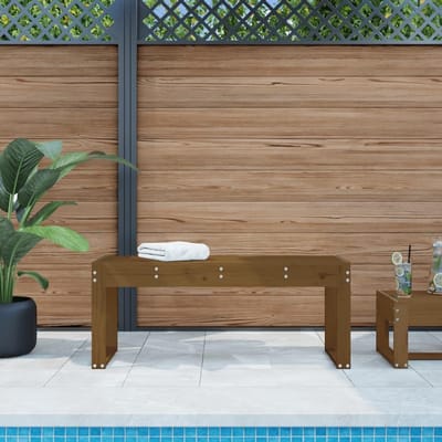 Tuinbank Hout - Bankje Buiten Balkon - Ontspannen in de Tuin - Massief Grenenhout Latten - 110x38x45 cm - Honingbruin
