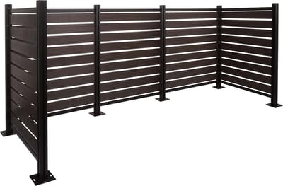Aluminium afvalemmerhek MCW-K57, afvalemmerbekleding, houtlook uitschuifbaar 130x300x110cm ~ antraciet