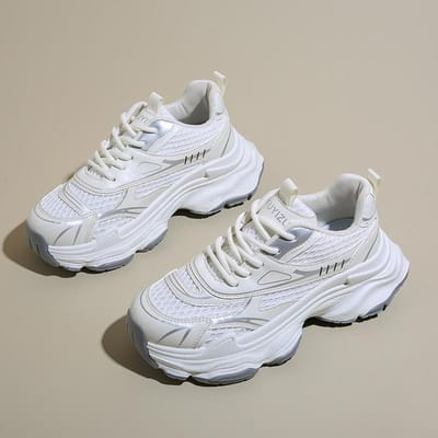 Platform Dad Schoenen Dames Nieuwe High-end Sport- en Vrijetijdsloopschoenen Enkel Mesh Verhogende Damesschoenen 40 beige