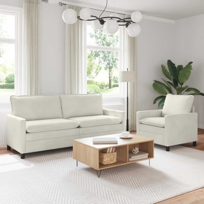 vidaXL - Bankstel - 2 - st - Crèmekleurig - Fluweel