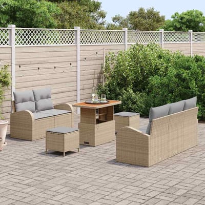 vidaXL - Tuinbank - Set - 8 - st - 7-Aantal - zitplaatsen - Beige - en - Lichtgrijs