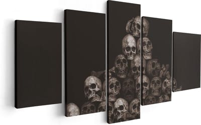 Artaza Canvas Schilderij Vijfluik Schedels - Doodshoofden - Doodskoppen - 100x50 - Foto Op Canvas - Canvas Print