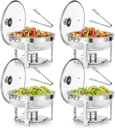 Buffet Warmhoudset - Chafing Dishes - Feesten Catering - Roestvrij Staal - 4 Sets - Zilver
