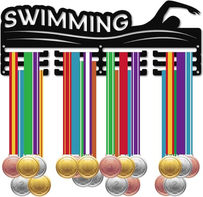 Zwemmedaillehouder voor Wandmontage - Sport Medaille Rek met 3 Lijnen - Decoratie voor Atleten