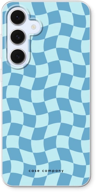 Case Company® - Hoesje geschikt voor Samsung Galaxy S24 FE hoesje - Grid Blauw - Soft Cover Telefoonhoesje - Bescherming aan alle Kanten en Schermrand