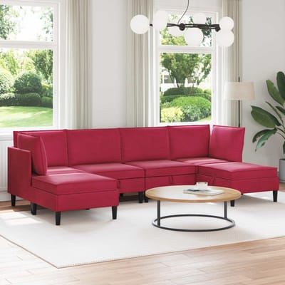 vidaXL - Woonkamer - Meubelset - 6 - st - Wijnrood - Fluweel