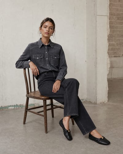 Jessie faded denim shirt | Faded Black - Faded Black / 38