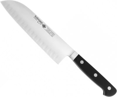 Eikaso Solingen Santokumes 18 cm met Kuilen – Ergonomisch Gastro Handvat – Zwart