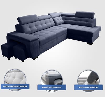 Luxe Uitschuifbare Slaapbank – Antraciet – Industrohome