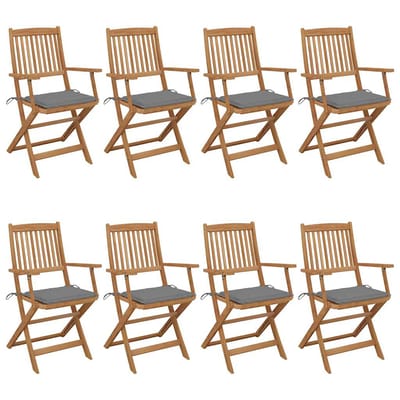 vidaXL - Inklapbare - stoelen - 8 - st - met - kussens - massief - acaciahout