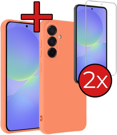 Hoesje - Met 2x Screenprotector - Geschikt voor Samsung Galaxy A36 - Sterk & Shockproof - Telefoon Hoes - Back Cover - Siliconen Case - Telefoonhoes - Perzik